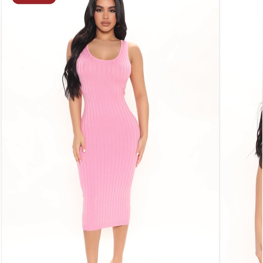 NWT Fashion Nova Almost Famous Pink rib knit bodycon dress medium